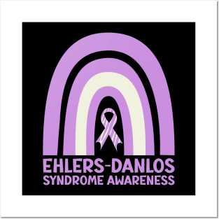 Ehlers-Danlos Syndrome Awareness Ribbon Purple Boho Rainbow Posters and Art